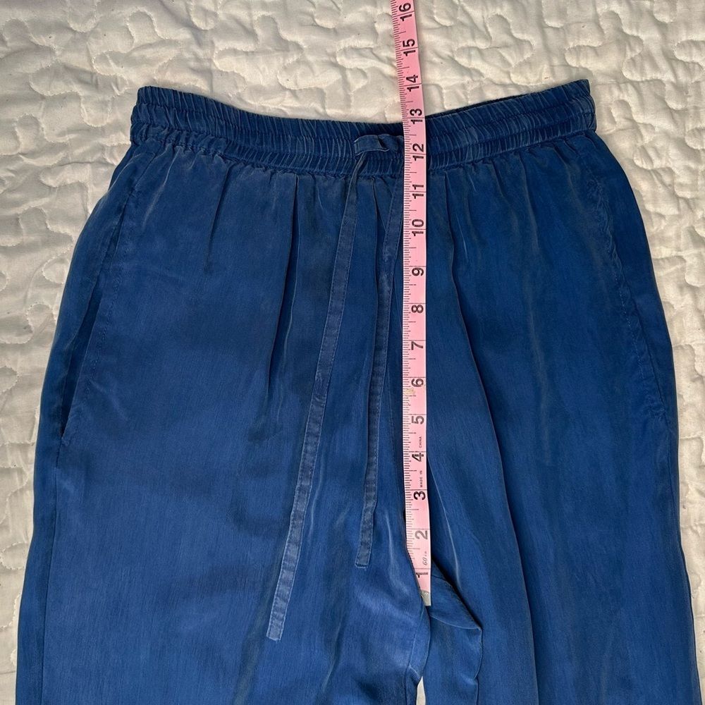 Vintage 90s Fiji Petite Silk Loungewear Set 2-Piece Blue Drawstring Pants S/XS - Picture 14 of 16